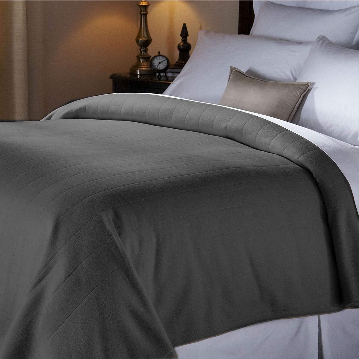 Sunbeam Electric Heated Fleece Blanket (Queen, Newport Blue): Home & Kitchen