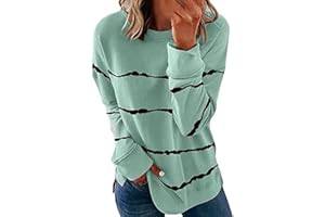 Blczomt Sweatshirts for Women Loose Fit Casual Workout Pullover Tops Stripe Printed Lightweight Trendy 2023 Fall Clohtes