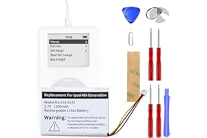 ABTTER [1200mAh] for iPod Classic 4th Replacement Battery, Replacement 0 Cycle Battery Fit for iPod Classic 4th Gen Photo 30GB 40GB 60GB with Tool Kits, 3.7V 4.44 WHR.