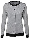 MBE Women's Women's Basic Striped Button-Down Cardigan