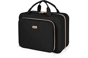 BALULHG Travel Hanging Toiletry Bag for Women, Water-Resistant Cosmetic Organizer with 4 Compartments & 360° Swivel Hook, TSA-Approved Makeup Bag for Shampoo, Full Sized Container, Toiletries (Pink)