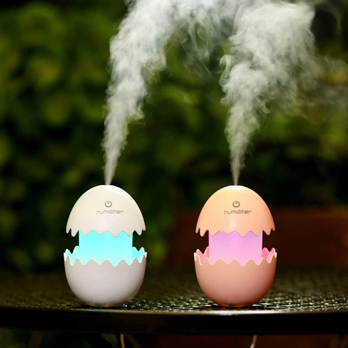 Just 4u Enterprise Funny USB Mini Egg humidifier with Colorful Night Light Egg Tumbler Aroma Diffuser for Car Home Office Mist Maker Egg air Purifier LED Light(Multi Color)
