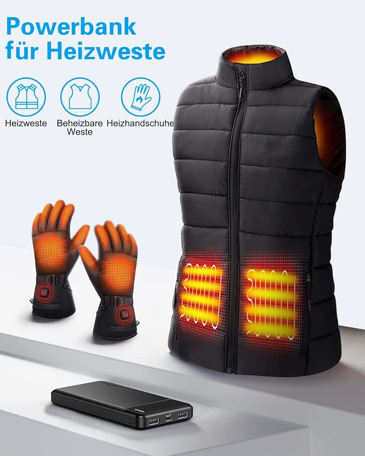 AsperX Power Bank 10000mAh 2 Stück, Slim Klein Aber Stark Externer Handyakkus, USB C Eingang und Ausgang Powerbank, Tragbares Ladegerät mit 4 Ports kompatibel mit iPhone, iPad, Huawei, Tablet 6