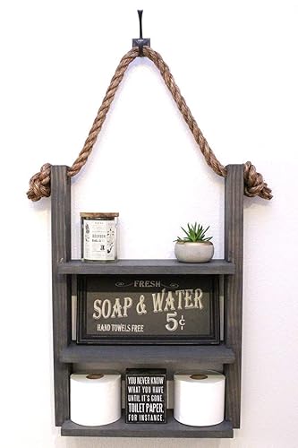 Amazon Com Gray Farmhouse Bathroom Storage Shelf Rustic Wood