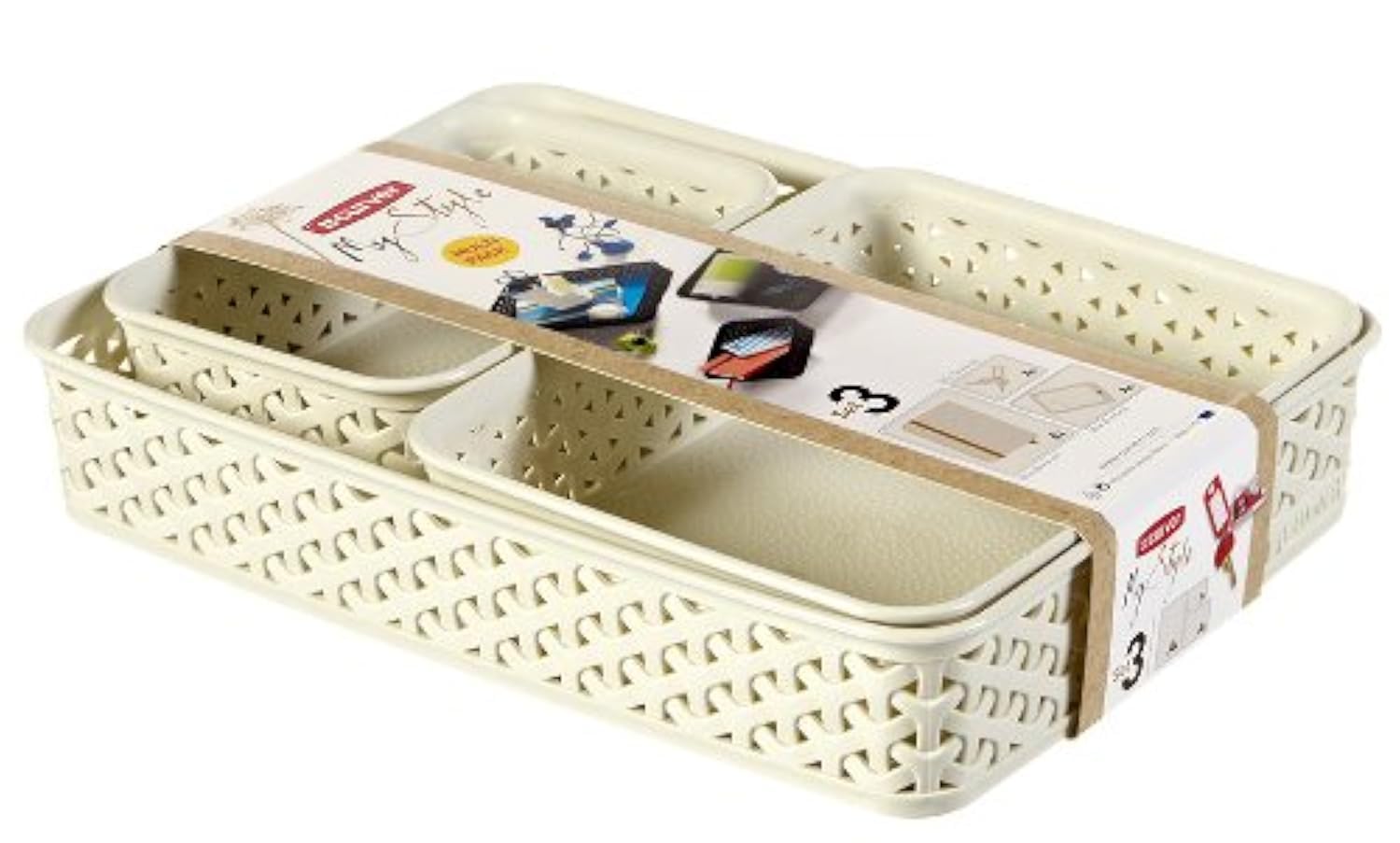 CURVER My Style 206739 Paper Baskets Set of 3 A4 / A5 / A6 Polypropylene