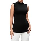 SHEIUGU Women’s Mock Turtleneck Long Sleeve Sleeveless Tops Stretch Fitted Underwear Layer Tee Shirts Tops