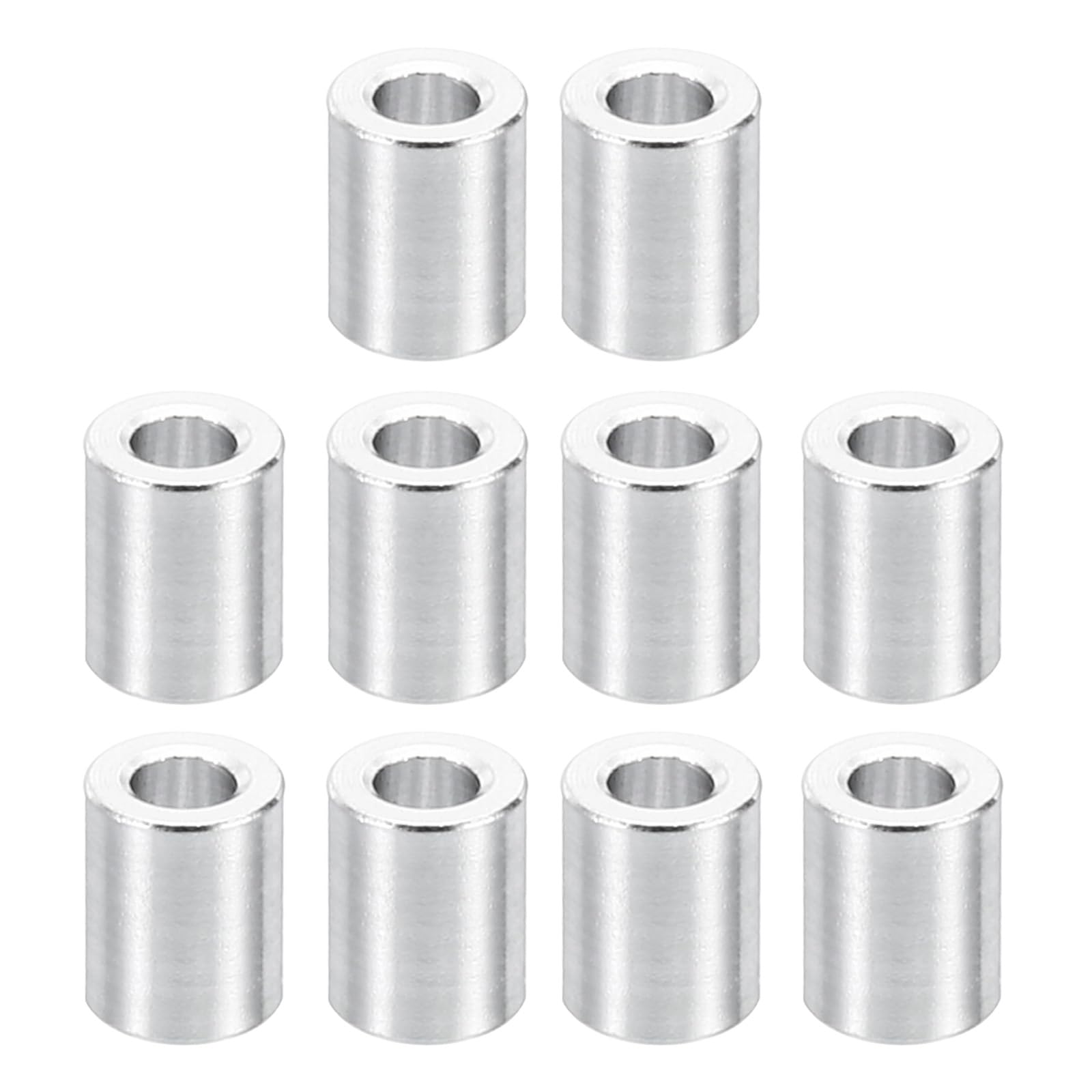 PATIKIL M2 Aluminum Spacers, 10 Pcs Metal Spacer Aluminum 2.1mm ID x 4mm OD x 5mm L Aluminum Spacer Screw Standoff Round for M2 Screw Bolts