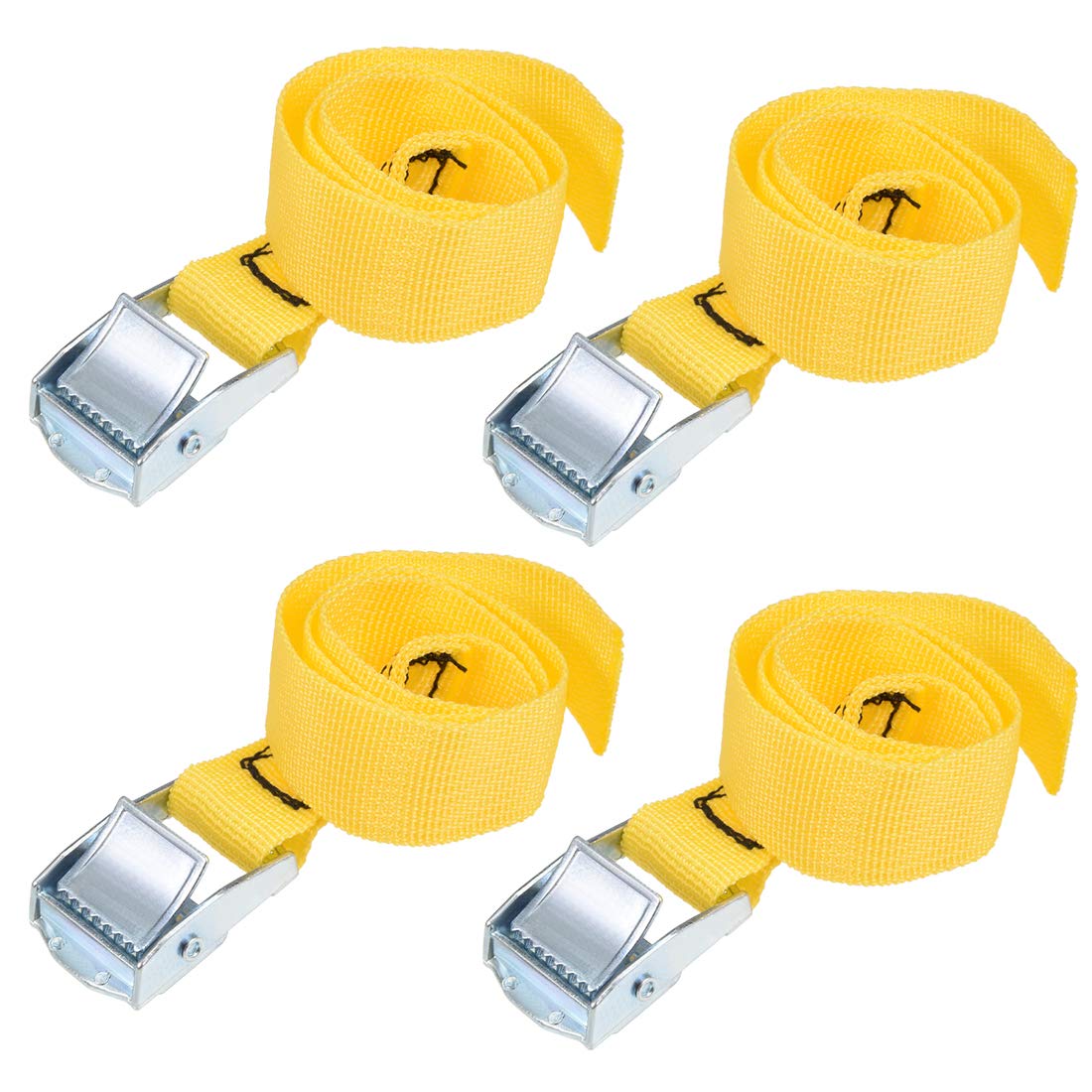 sourcing map Tie Down Strap Cam Buckle Lashing Strap 1" x 1.6Ft 550lb 250Kg Load Polypropylene for Moving Securing Cargo, Yellow, Pack of 4