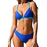 CUPSHE Bikini Set for Women Two Piece Swimsuits V Neck Low Rise Crisscross Back Self Tie Spaghetti Straps