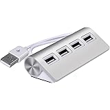 SUNBUY Premium 4 Port Aluminum USB 2.0 Hub Power Adapter with 11" Shielded Cable for iMac MacBook MacBook Pro MacBook Air and Mac Mini Laptops