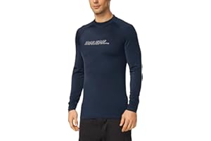 BALEAF Men's Long Sleeve Rashguard UPF 50+ Swim Rash Guard Water Shirts for Surfing Diving Kayaking