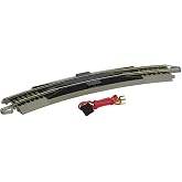 Bachmann Trains - Snap-Fit E-Z TRACK 18&rdquo; RADIUS CURVED TERMINAL RERAILER w/WIRE (1/card) - NICKEL SILVER Rail With Gray Roadbed - HO Scale