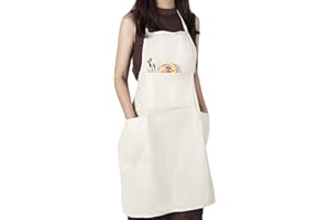 conda 100% Cotton Canvas Professional Bib Apron With 3 Pockets for Women Men Adults,Waterproof,Natural 31inch By 27inch