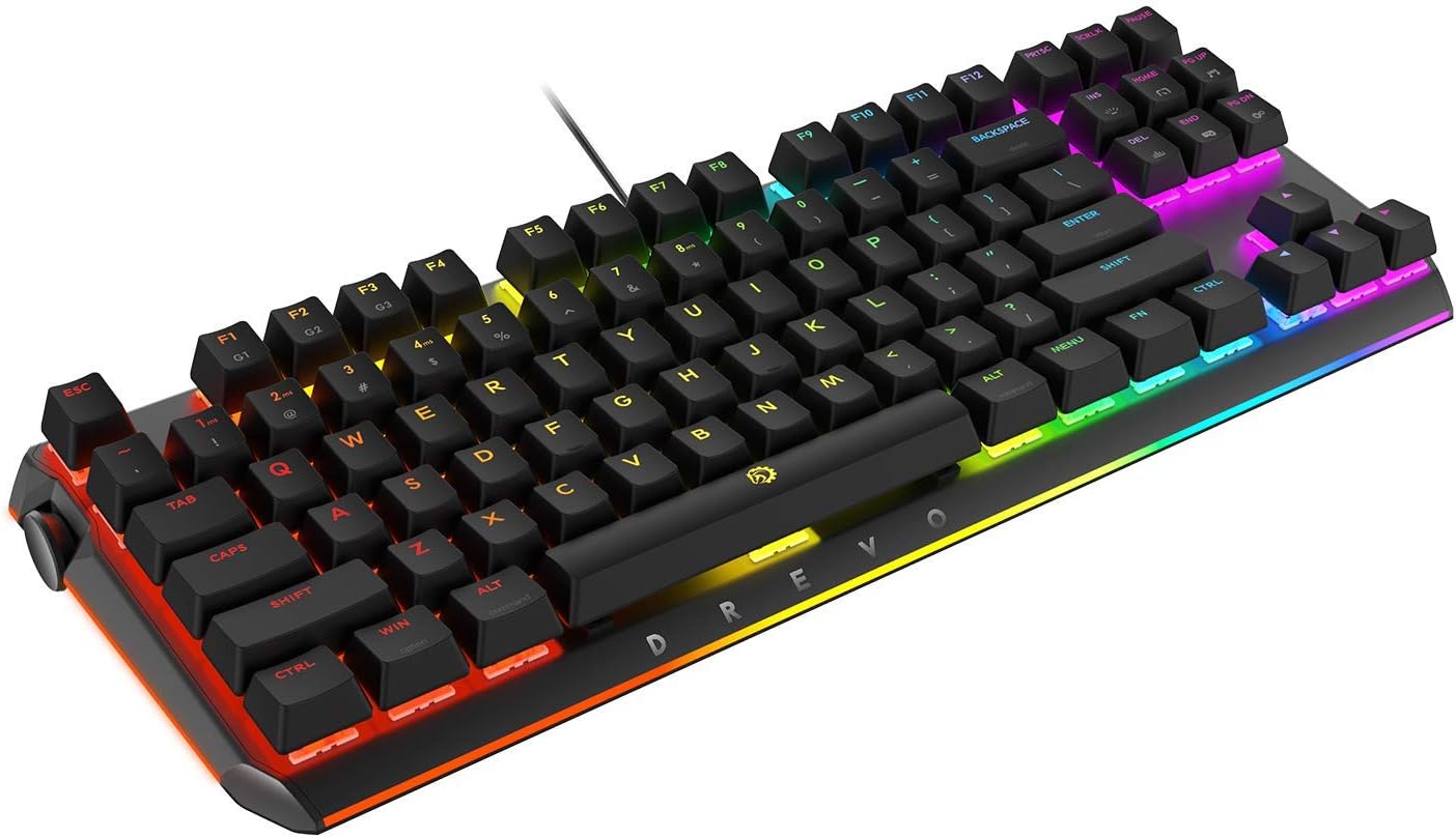 DREVO BladeMaster TE All Rounder RGB Mechanical Gaming Keyboard with Programmable Genius Knob USB Wired Linear Silent Gateron Red Switch