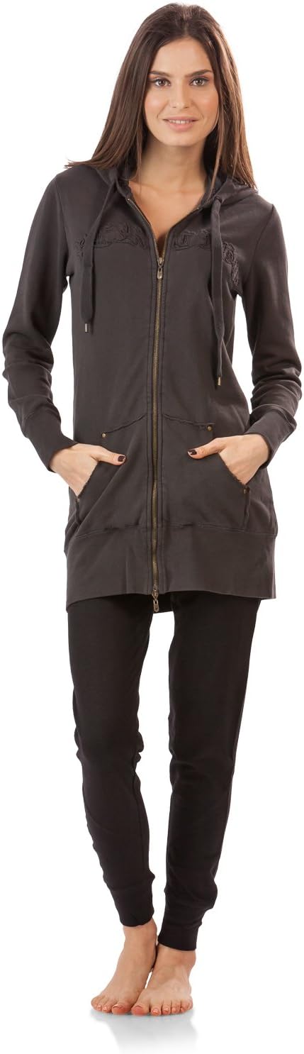 VERTIGO PARIS Women's Logo Embroidered Tunic Hoodie Sweatshirt