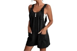BNisBM Rompers for Women Casual Summer Outfits Adjustable Straps Baggy Short Overalls Loose Comfy Jumpsuit with Pockets