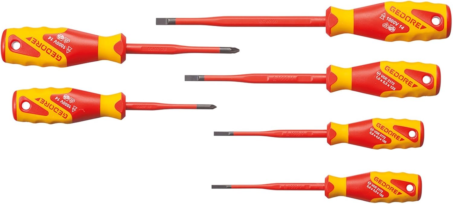 GEDORE 2928728 Slim Drive Screwdriver Set (6 Pieces), Red