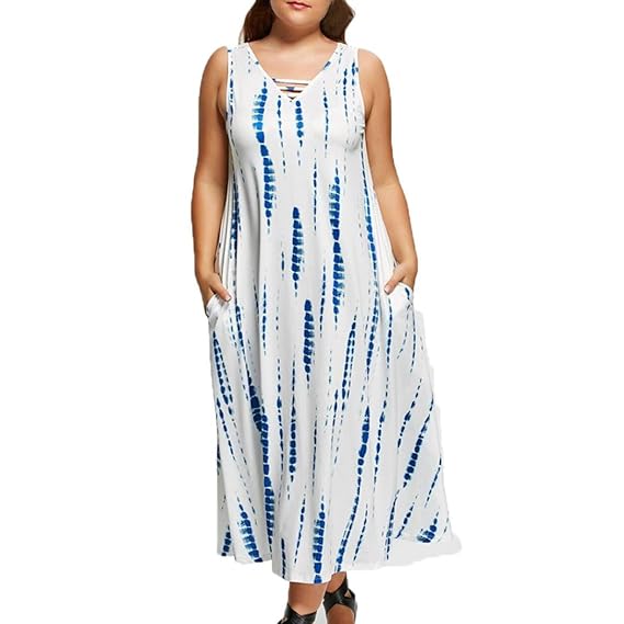 Wolfleague Printemps été Femmes Robe De Soirée En Dentelle Grande Taille Col V Sans Manches En Vrac Robe De Plage Tunique Décontractée Avec Deux Les