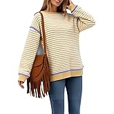 Unybwonn Womens Sweaters Striped Long Sleeve Cute Oversized Sweater Crew Neck Color Block Knit Y2k Pullover Tops Trendy