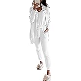 Fessceruna Womens Waffle Knit 3 Piece Lounge Sets Pajama Tank Top Long Sleeve Cardigan and Pants Loungewear Outfit