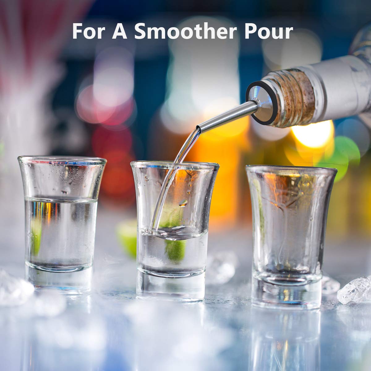 FLOUREON Cocktail Making Set Cocktail Shaker Bartender Kit,6-Piece Cocktail Shaker,Stainless Steel 6-Pieces Dishwasher Safe with x2 Bottle Pourers 20ML/40ML Double Jigger Ice Crusher 26.4CM Bartender Spoon