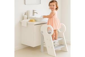 ESEMOIL Toddler Step Stool for Bathroom Sink, Adjustable 3 Step Stop for Kids with Handles, Non-Slip Pads, Toilet Stool Potty Training, Kitchen Standing Tower for Bedroom Kitchen Counter Helper