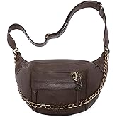 sedena Anti Pickpocket Crossbody Bag – Large Vegan Dark Brown Leather Sling Bag with RFID & Glasses Pockets, Anti Theft Design, Multiple Compartments, Chain Detail Travel Crossbody Bag for Women