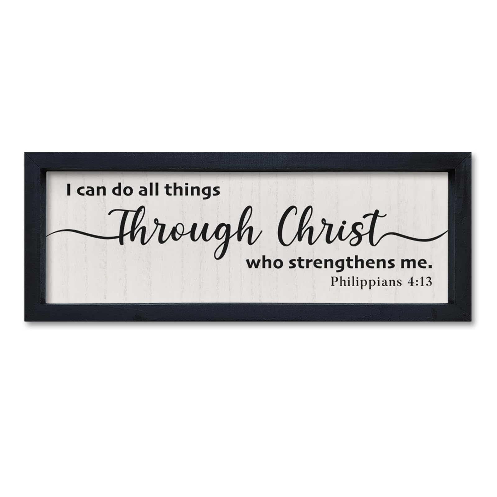 Photo 1 of comurdyo I Can Do All Things Through Christ Sign Wall Art 16"×6" Philippians 4:13 Bible Verse Christian Wall Wooden Decor (Black)