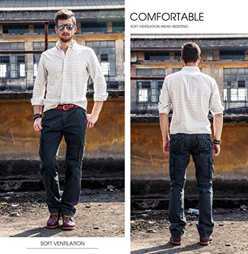INFLATION Confortable Cargo Pants Work Trousers Combat Pants for Mens Dark Gray Cargo Pants Size 31