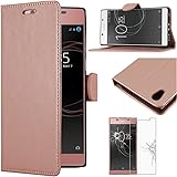 ebestStar - Funda Sony Xperia L1, L1 Dual Carcasa Cartera Cuero PU, Funda Libro Billetera Ranuras Tarjeta, Función Soporte, Negro + Cristal Templado Protector Pantalla [Aparato: 151x74x8.7mm 5.5"]