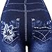 Enimay Women's Jean Look Leggings Tights Pants Floral Design Fashion Rips Ripped Blue Lily One Size