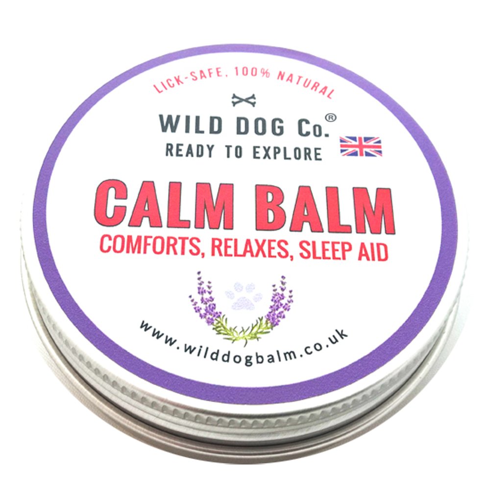 Dog Calm Balm, calming products for dogs, calms anxious, tired, scared dogs and puppies, relax and sleep, UK-made, 100% natural stress relief without sprays or drops 60g tin