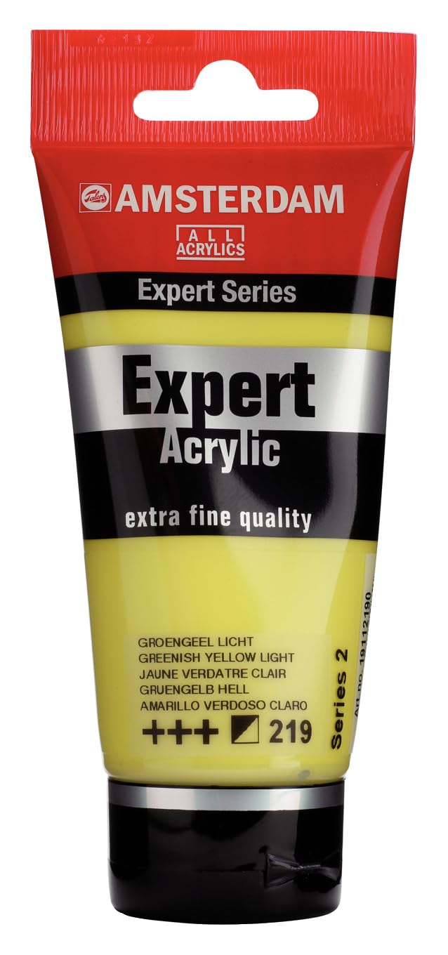 Amsterdam Expert Series Acrylic Paint - Greenish Yellow Light 219 - Heavy Body - Semi-Opaque - 75 ml Tube - Artist Quality - High Lightfastness - Satin Finish