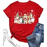 Dog Lovers Shirt for Women Cute Dog Paw Heart Graphic Shirt Dog Mom Valentine's Mother's Day Tops Spring Tee