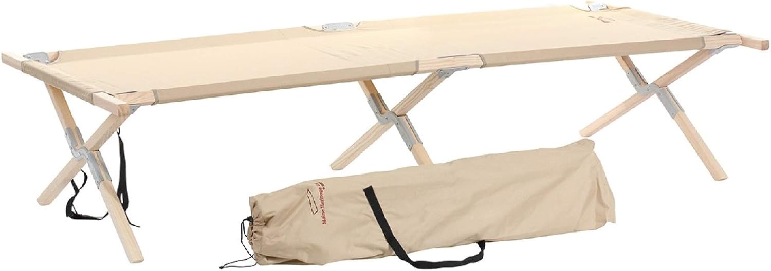 wooden camping cot