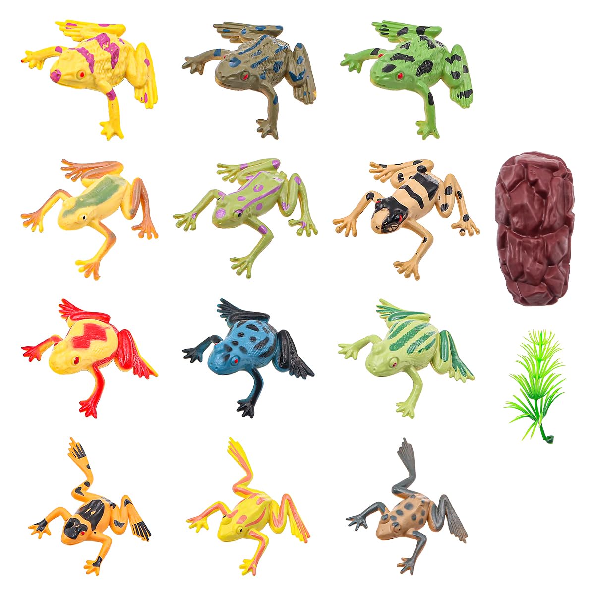 WANGCL 12PCS Plastic Frogs Toy Mini Realistic Frog Figurines Colorful Floating Frog Figures Crafts Decoration for Pond Vivarium etc