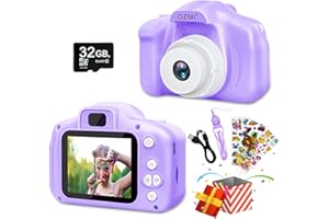 OZMI Upgrade Kids Selfie Camera, Christmas Birthday Gifts for Girls Age 3-9, HD Digital Video Cameras for Toddler, Portable Toy for 3 4 5 6 7 8 9 Year Old Girl with 32GB SD Card - Purple