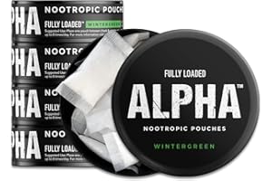 FULLY LOADED BULLSEYE Fully Loaded Alpha Nootropic Pouches (Wintergreen) - 5 Cans - 15 Pouches per can - Effective Nootropic Delivery, Nic Pouch Replacement - Faster Absorption, Alpha GPC, L-Tyrosine, GABA