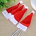 Shappy 20 Pack Mini Santa Christmas Hats for Dinner Table Cutlery Holders