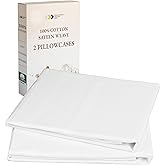 California Design Den King Size Pillowcases - 100% Cotton, Set of 2 Soft Sateen Weave Cases, Fits King Size Pillows - Bright White