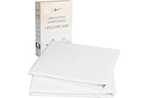 California Design Den Standard Queen Size Pillowcases - 100% Cotton, Set of 2 Soft & Cooling Sateen Weave Cases, for Queen an