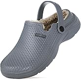 Men's Women's Lined Clogs Winter Waterproof Slippers Slip On Garden Shoes Non-Slip Home House Slipper Indoor Outdoor Mules with Soft Fleece Lining