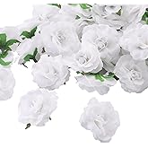 GrainBuds 100 Pcs Mini White Roses Artificial Flowers Bulk, 1.9" Small Silk Fake Roses Flower Heads for Decoration,Wedding Centerpieces Bridal Shower Party Home Decor,DIY Crafts (White)