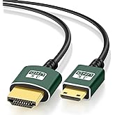 Thsucords Mini HDMI to HDMI Cable 6.6FT(2M), Ultra Slim & Flexible HDMI Mini Cable Supports 3D/4K@60Hz/18gbps/2160P/1080P