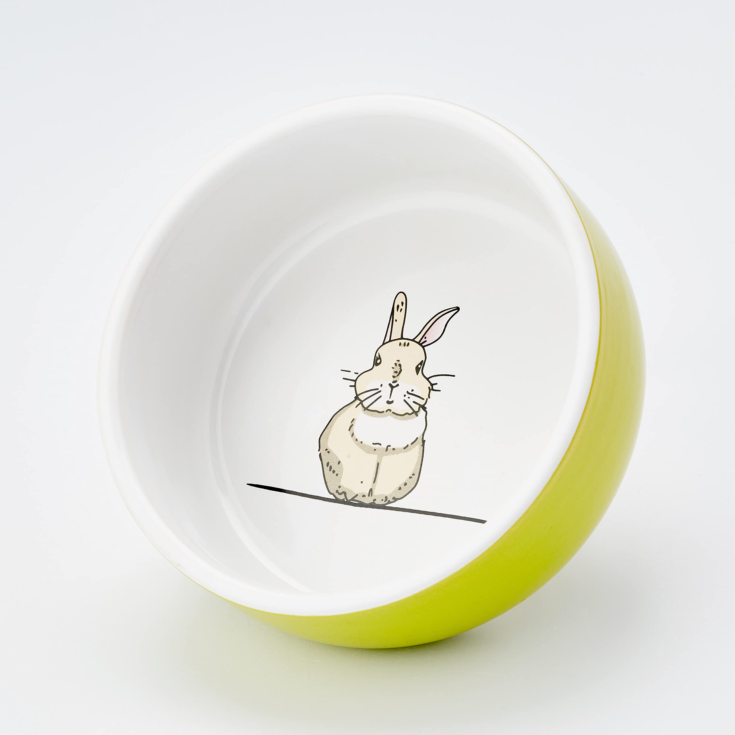 Nobby Rodent Ceramic Bowl Rabbit Green/White Diameter 11 cm x 4.5 cm Pack of 1