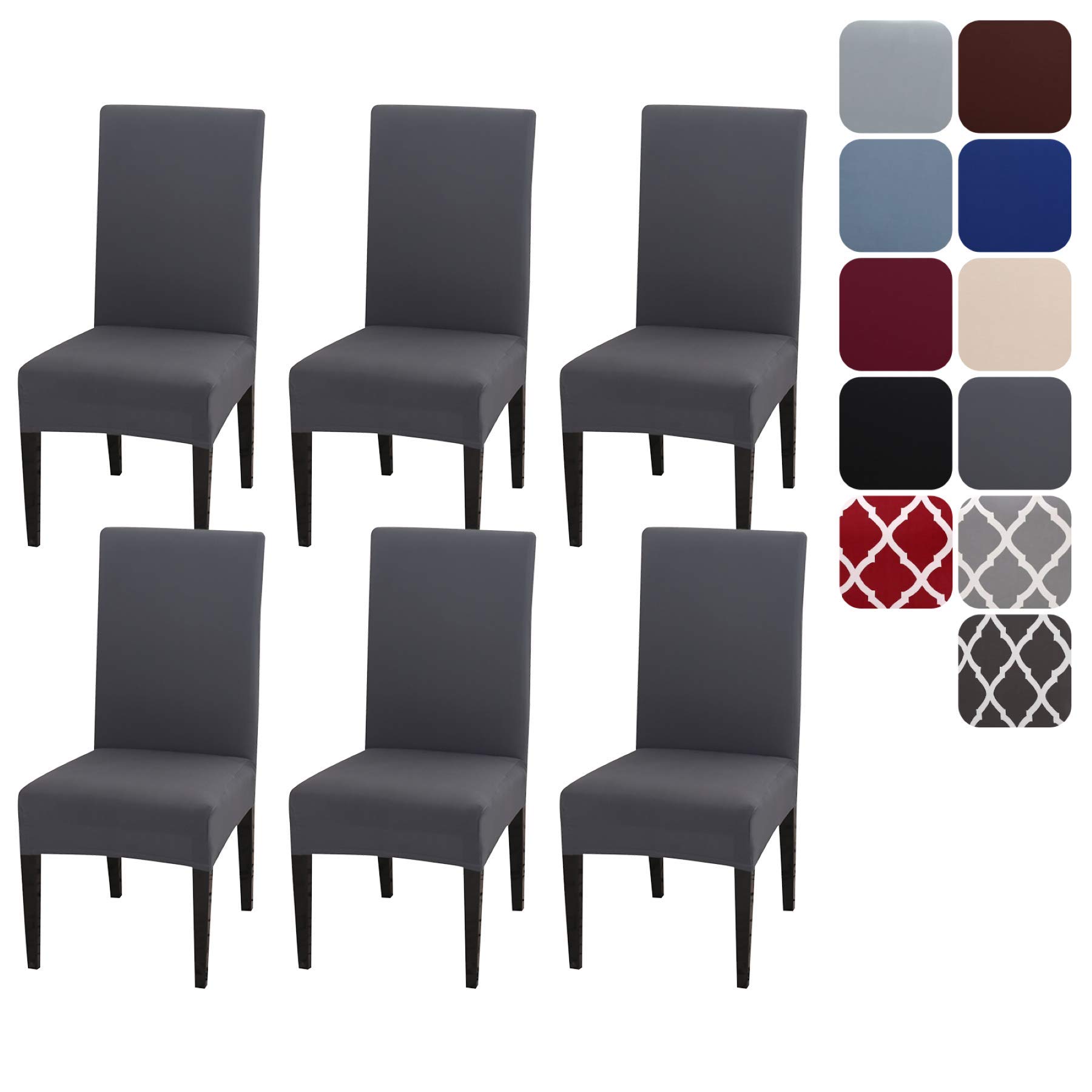 Aisprts Dining Room Chair Covers Slipcovers Set of 6, Stretch Removable Washable Dining Chair Protector Decoration Cover Seat Slipcover for Hotel, Ceremony, Banquet, Kitchen, Restaurant, Home