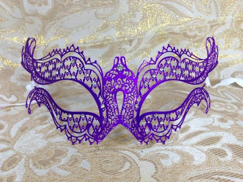 Grand Venetian Impression Purple Swan Metal Laser Cut Masquerade Mask