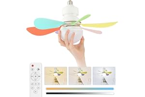 Airvention Ceiling Fans with Light, Ceiling Fan Light with Remote, Screw in Small Ceiling Fan, Dimmable Color Temperatures, 3 Speed, Rainbow Blades