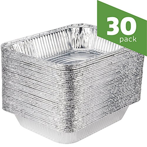 [30 Pack] 9 x 13 Aluminum Foil Pans Half Size Deep Steam Table Pans