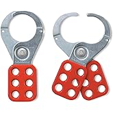 Master Lock 421 Lockout Tagout Hasp with Vinyl-Coated Handle and Extended Jaw, Red, "1-1/2"" Inside Diameter"